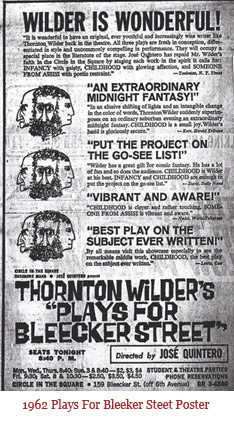 1962 Plays for Bleeker Street Poster